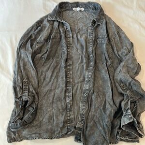 Jane x Delancey Distressed Denim Shirt
